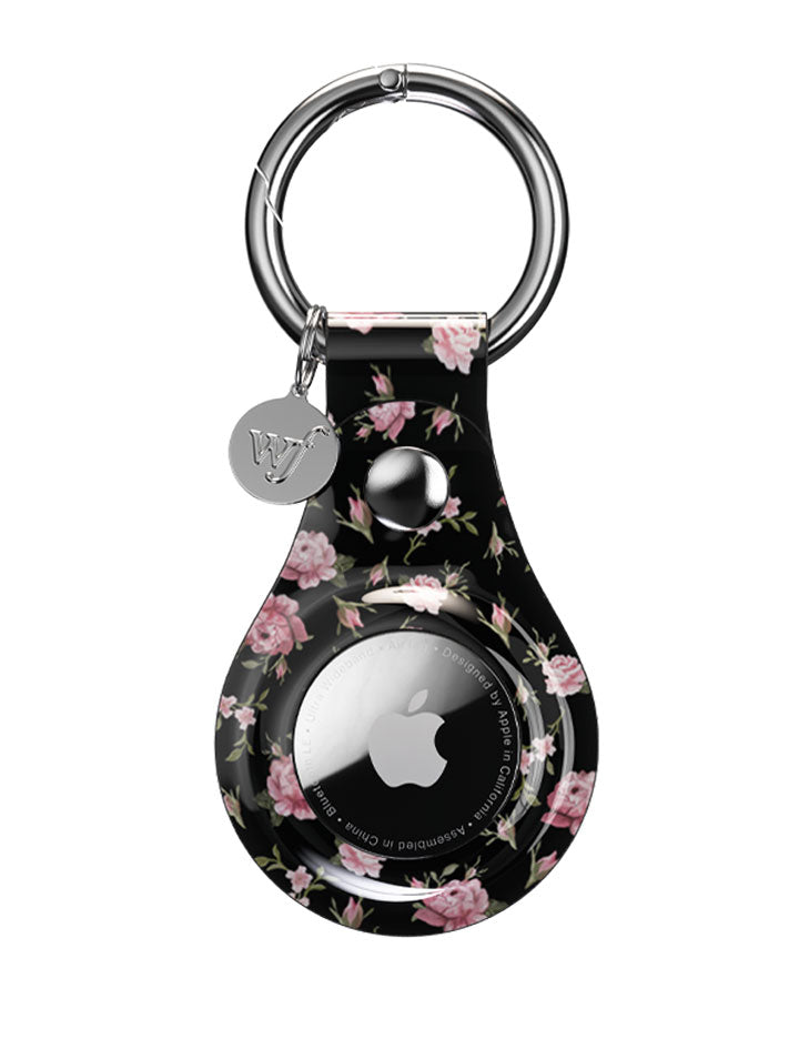 Black and Pink Floral Airtag Case