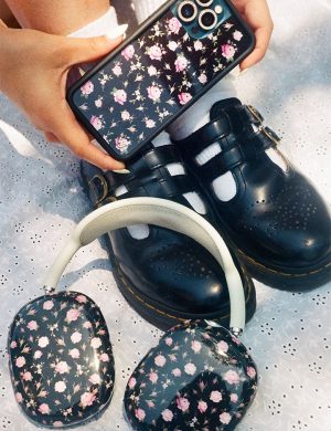 Black and Pink Floral AirPods Max Cover