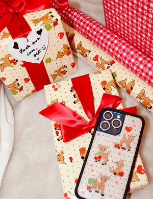 Oh Deer and Red Gingham Hearts Gift Wrap – 2 pack