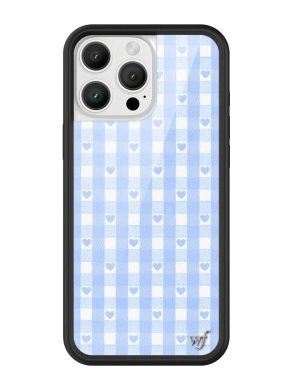 Blue Gingham Hearts iPhone Case